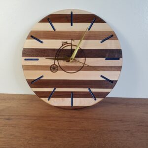 Walnut and maple clock